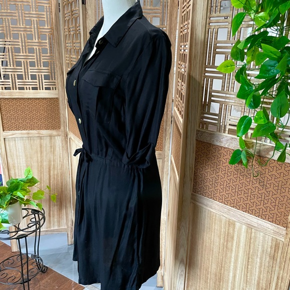 Black Button Down Shirt Dress - Picture 4 of 10